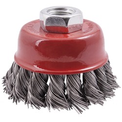 WIRE CUP BRUSH 65 X M14 KNOTTED STAINLESS STEEL TCW WIRE CUP BRUSH 65 X M14 KNOTTED STAINLESS STEEL TCW