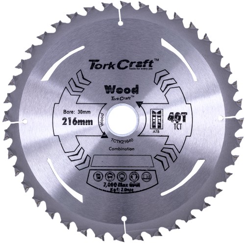 TCT SAW BLADE 216MM X 2.0MM X 30MM X 40T WOOD THIN KERF