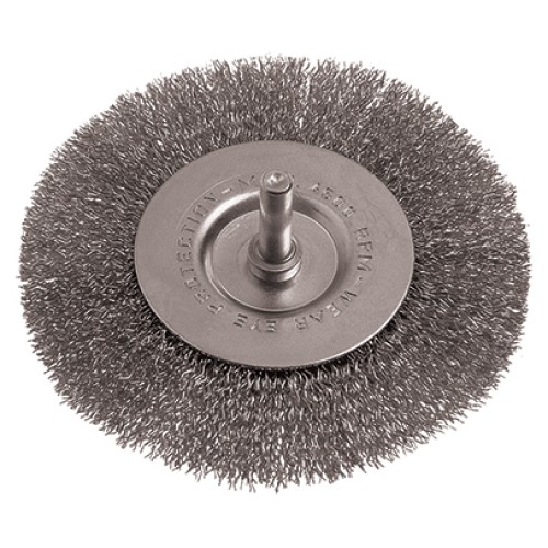 WIRE WHEEL BRUSH 100MM 6MM SHAFT STAINLESS STEEL