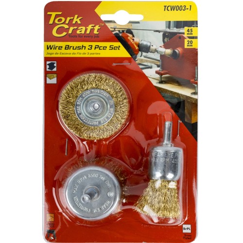 WIRE BRUSH SET 3PCE WITH 6MM SHAFT END/CIRC/CUP