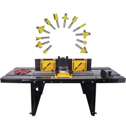 ROUTER TABLE RT001 C/W 12PC 1/4 SHANK ROUTER BIT SET DY012B AG ROUTER TABLE RT001 C/W 12PC 1/4 SHANK ROUTER BIT SET DY012B AG