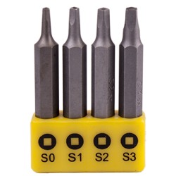 SCREWDRIVER BIT SET SQUARE RECESS 4PCE 50MM SQ0.1.2.3 SCREWDRIVER BIT SET SQUARE RECESS 4PCE 50MM SQ0.1.2.3